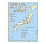 Karte der Destillerien in Japan in Postergre (60 x 42cm)