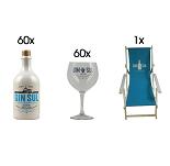 Gin Sul Set 60 x 0,5 Liter 43 % Vol. + 60 Gratis-Glser + Liegestuhl