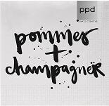 Servietten Motiv : Pommes + Champagner
