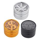 Aluminium Grinder: Leaf Dollar Skull - 40mm, 4tlg. - 9er Assortiert