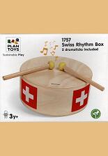 Plan Toys: Swiss Rhythm Box - 2 drumsticks included