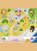 Ravensburger Kinderpuzzle: 03687 Unterwegs im Zoo - my first wooden p