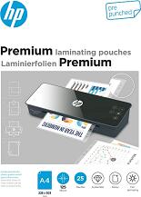 HP: Premium Laminating Pouches, A4 prepunched, 125 Micron